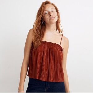 Madewell > Nicole Ruffle Pleated Tank Rust Extra Small